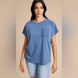 Sew In Love Blue Short Sleeve Tee